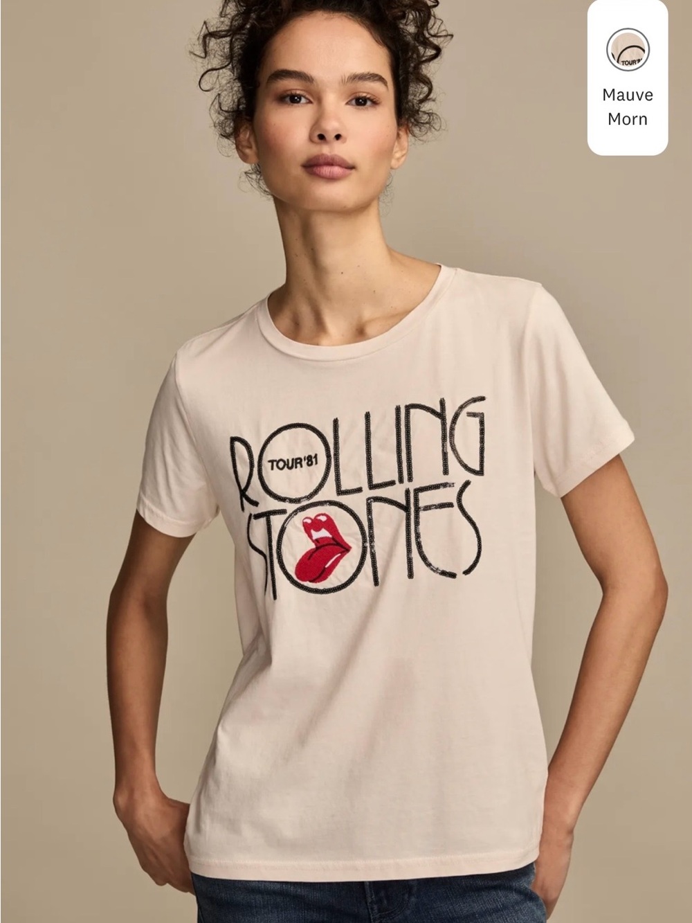 Lucky Brand Rolling Stones Tour 81 Sequined Graphic Tee